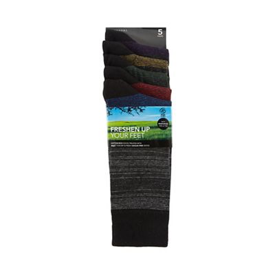 Freshen Up Your Feet Pack of five black striped hairline socks